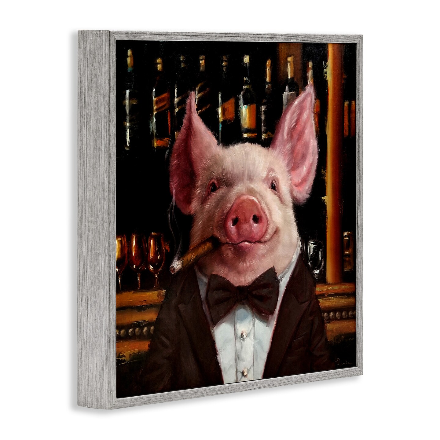 Stupell Industries Classy Pig at Cigar Bar Framed Giclee Art