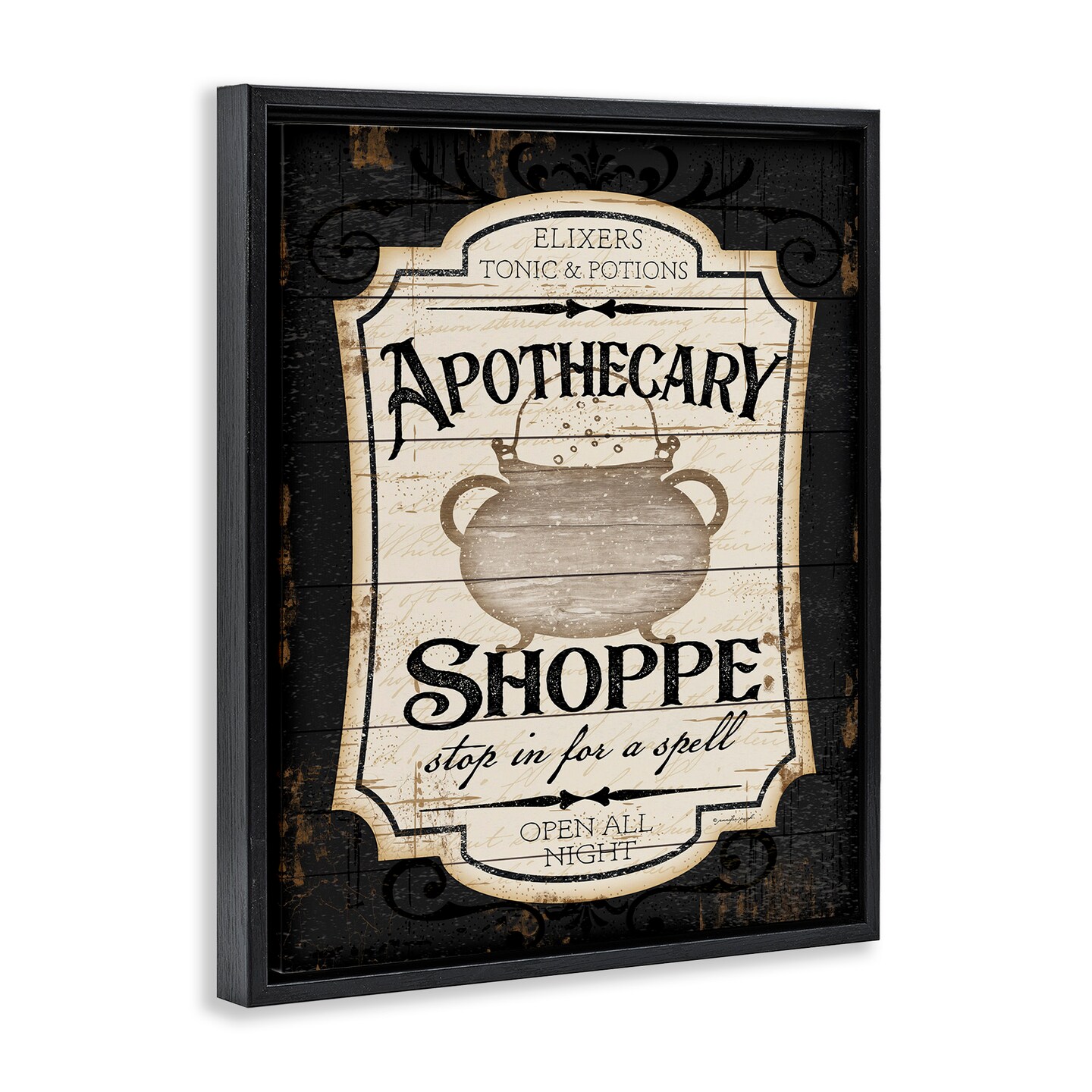 Stupell Industries Apothecary Shoppe Spooky Sign Framed Floater Canvas Wall Art