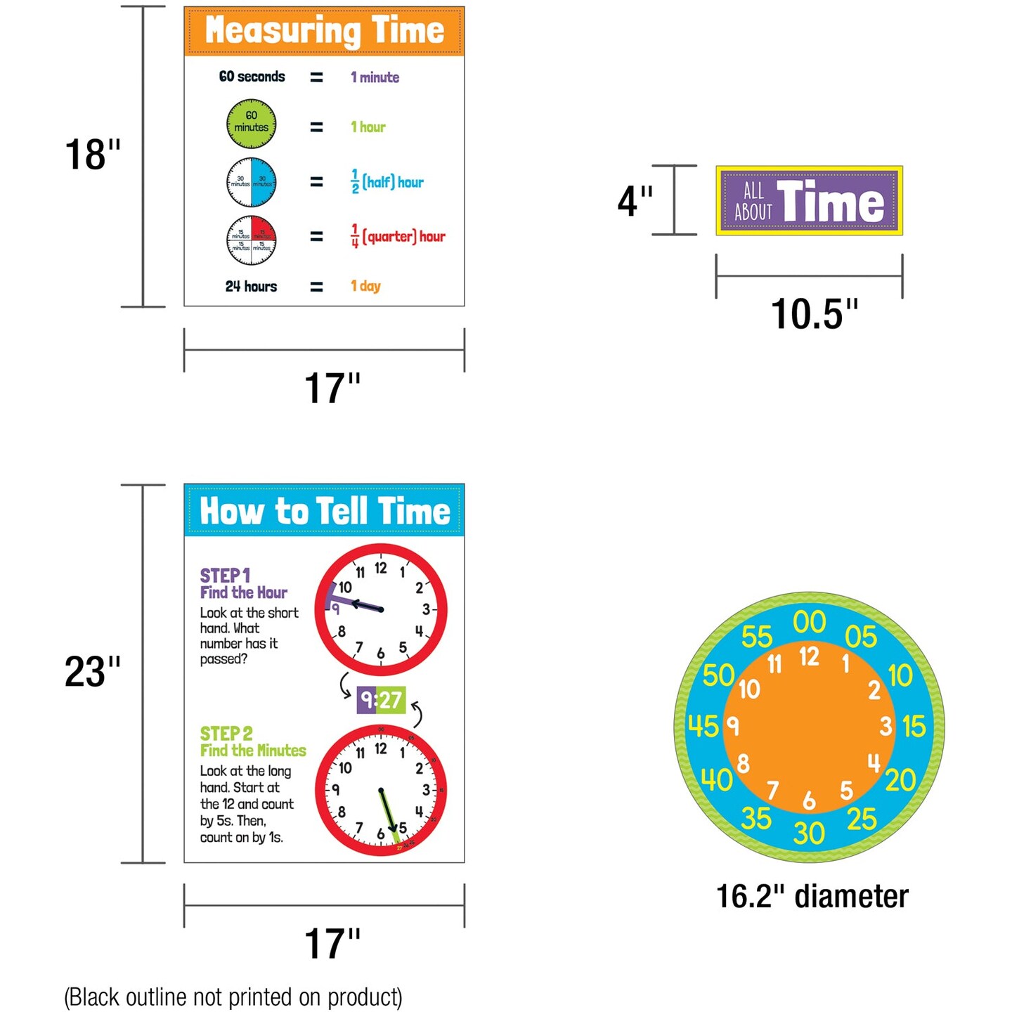 All About Time Bulletin Board Set, Grade 1-5, 23 Pieces