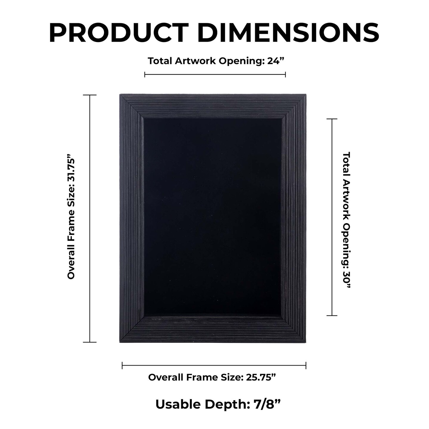 Rustic Black Wood Shadow Box Frame with Acrylic Front - Black Suede Backing, 30 Sizes