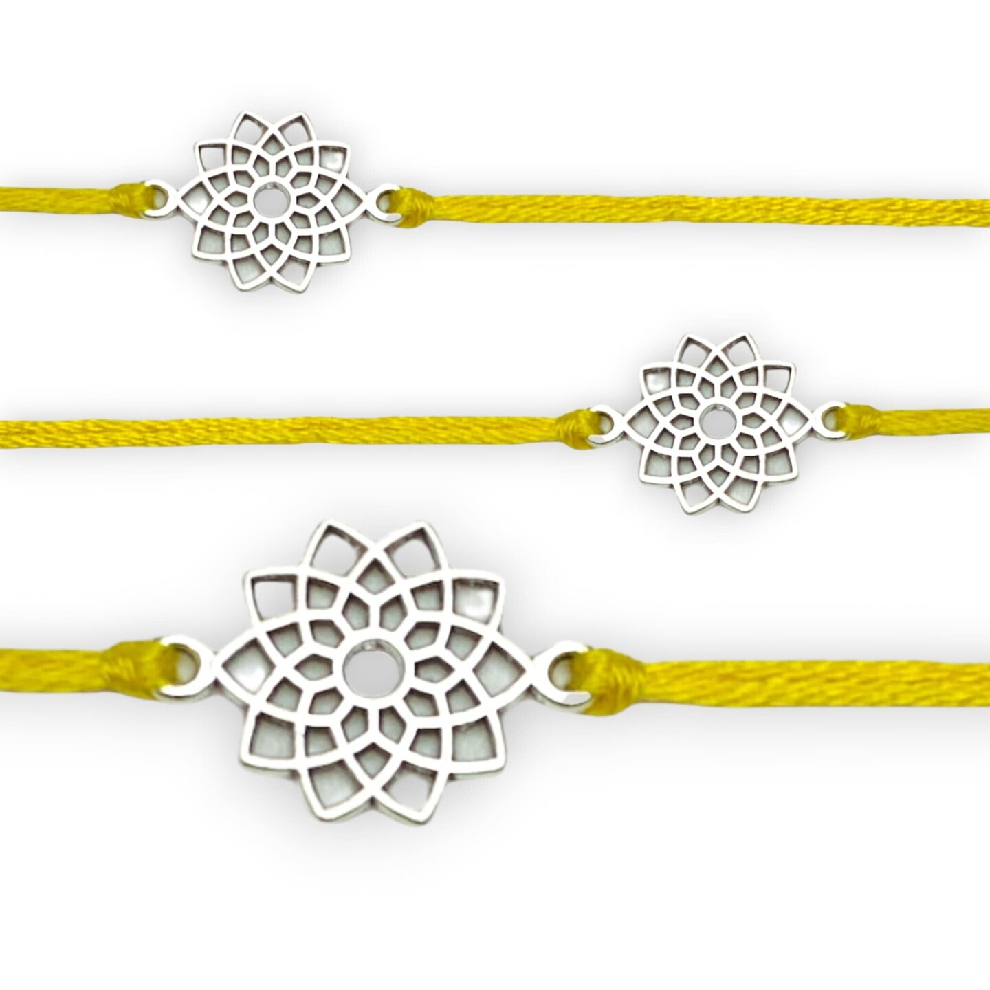Lotus Charm Rakhi Bracelet Indian Rakhi Bracelet Desi Favors Rakhi for Raksha Bandhan Handcrafted Rakhi for Brother Bhaiya Bhabhi Bracelet with Ties