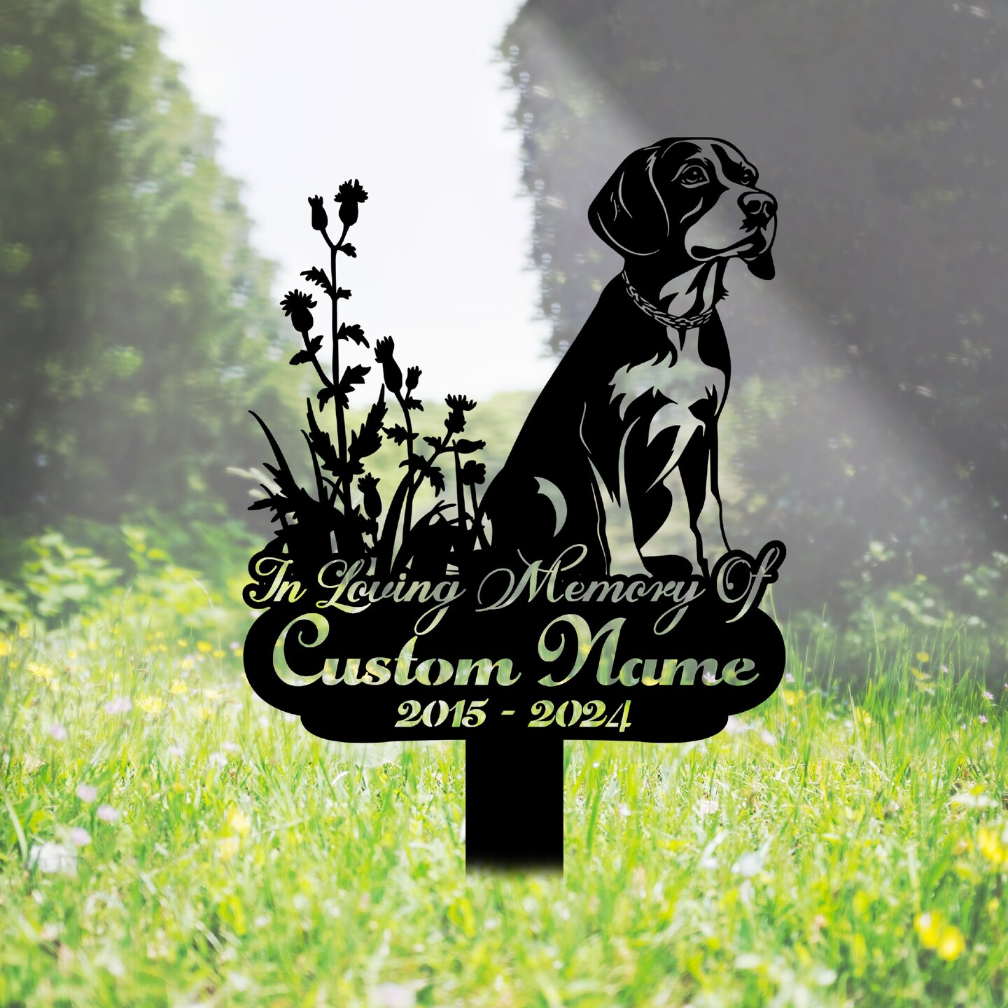 Custom Dog Memorial Grave Marker With Wings - Personalized Pet Loss Sign, Weather-Resistant Steel Stake, Multiple Sizes - View #8