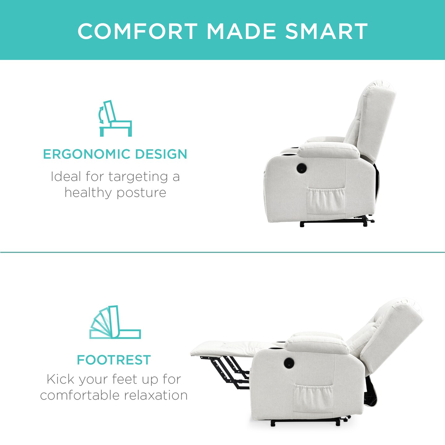 Best Choice Products Electric Power Lift Linen Recliner Massage Chair Furniture w/ USB Port, Heat, Cupholders