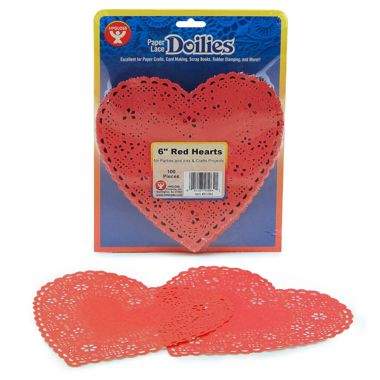 Heart Doilies, Red, 6&#x22;, Pack of 100
