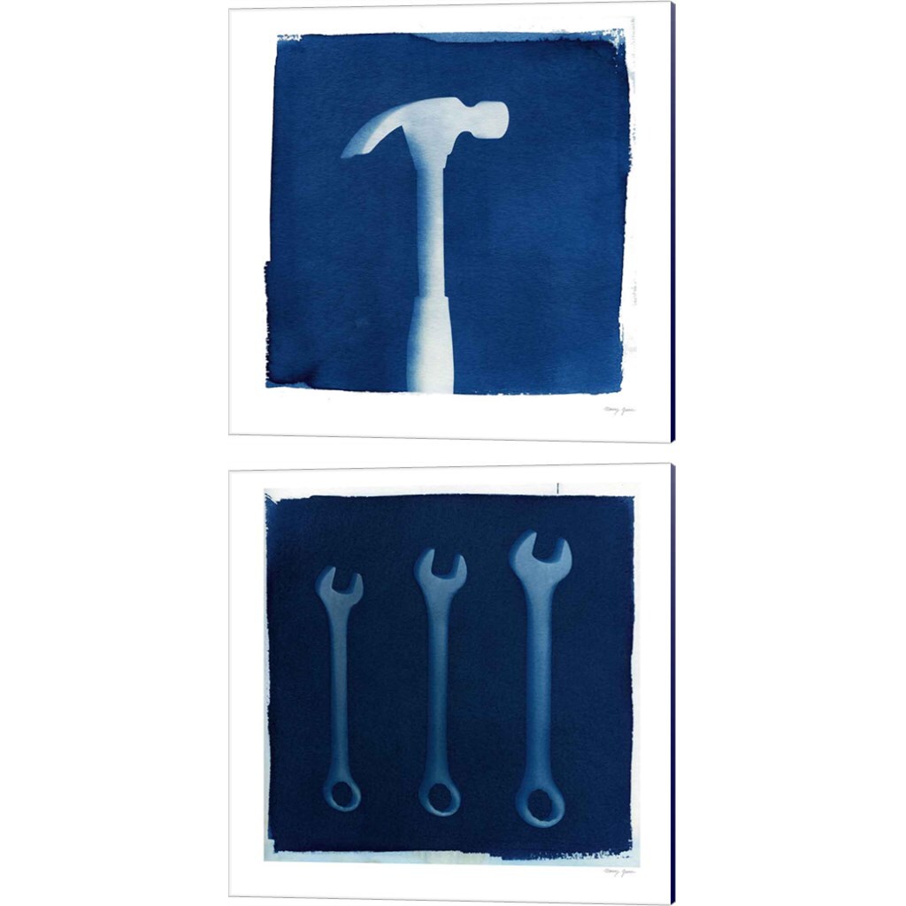 Cyanotype Tools by Nancy Green 14&#x22; x 14&#x22; Canvas Wall Art (Set of 2)