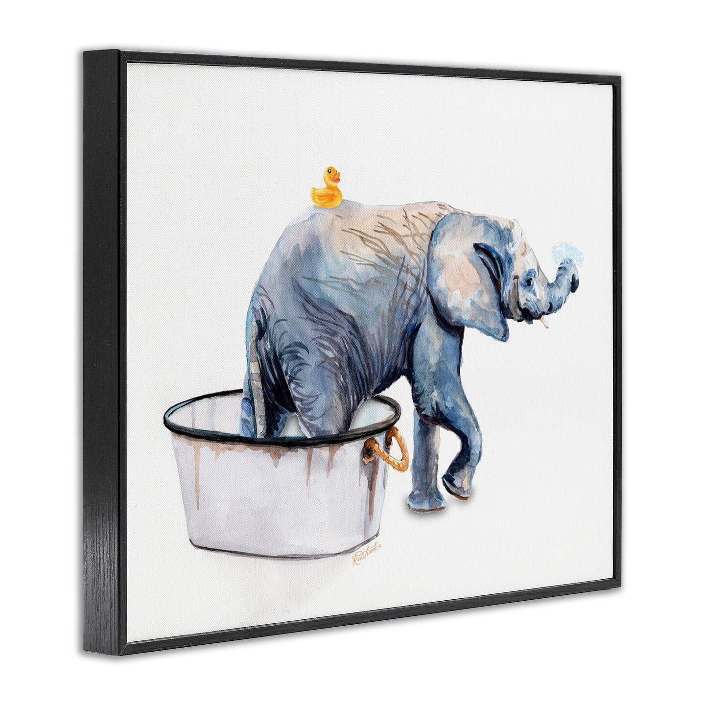 Stupell Industries Elephant &#x26; Rubber Duck Bath Framed Giclee Art