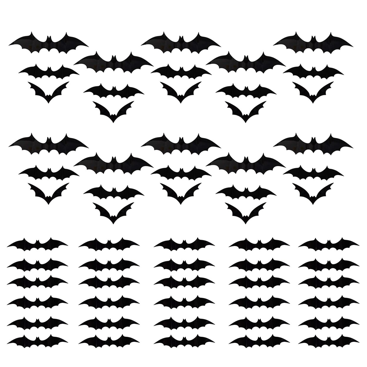 60Pcs Halloween Bat Stickers Wall Window Door Decorations Realistic Black Scary Diy Decals Home Party Supplies