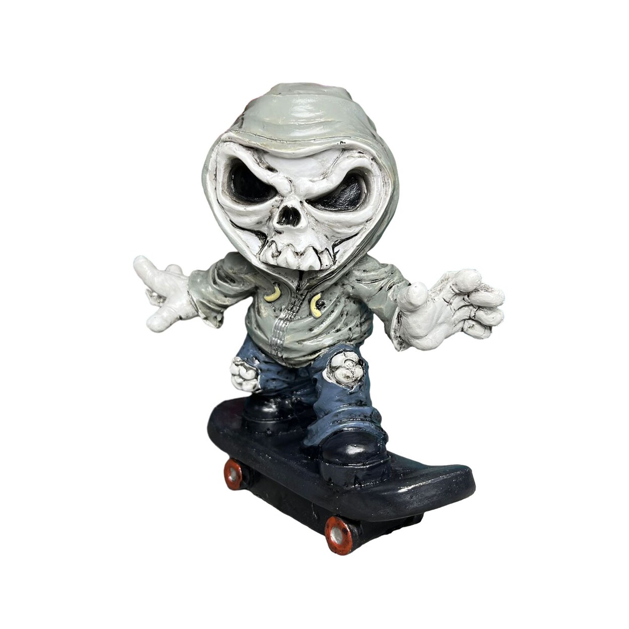 Halloween Skateboard Skeleton Figurine Resin Skateboarding Skull Statue Sculpture Home Office Bookshelf Desktop