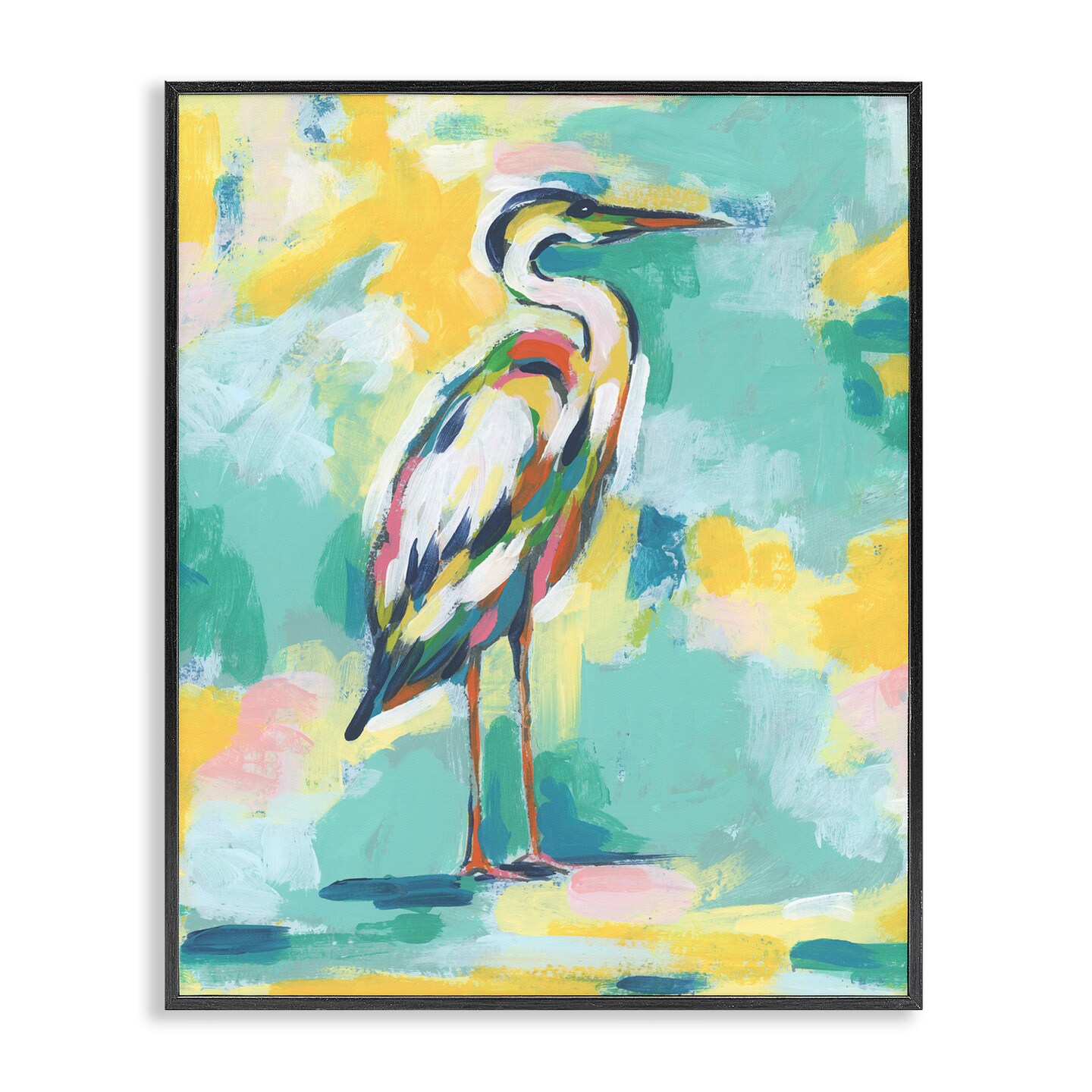 Stupell Industries Yellow &#x26; Blue Heron Framed Giclee Wall Art Design by Michael Willett