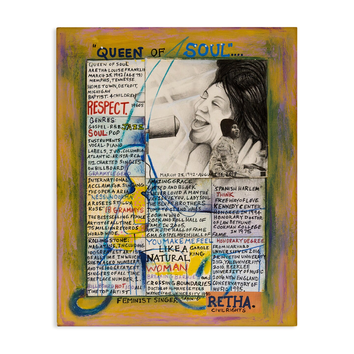 Stupell Industries Aretha Franklin Collage Canvas Wall Art Design by Sabin