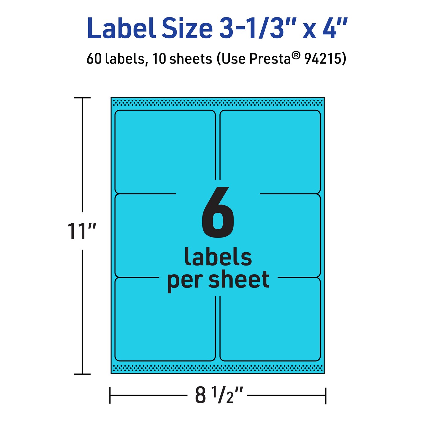 Avery Bright Blue Paper Labels, 3-1/3&#x22; x 4&#x22; Rectangle