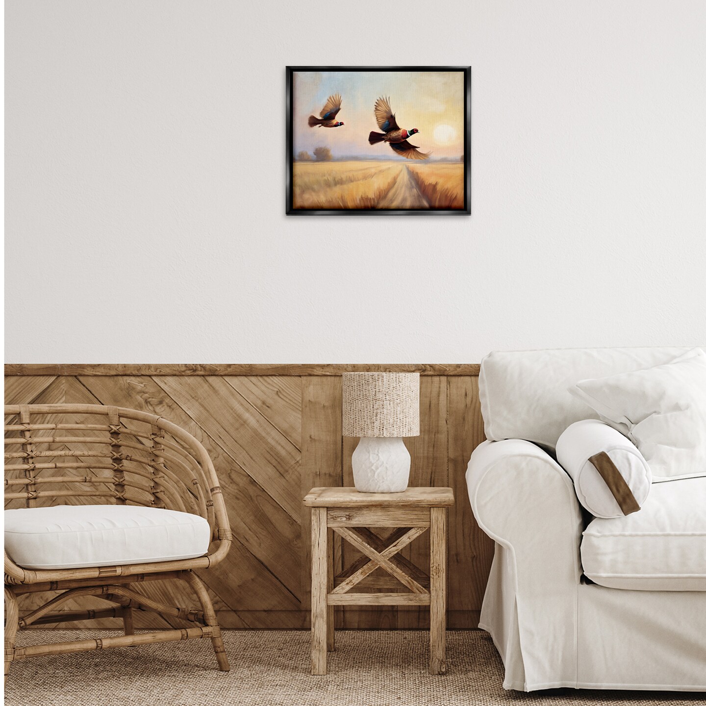 Stupell Industries Fall Flight Pheasants Framed Floater Canvas Wall Art Design by Kim Allen