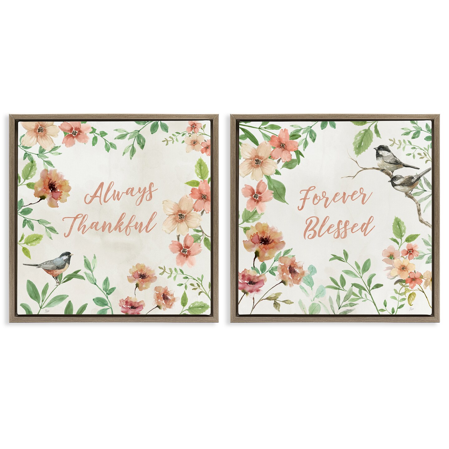 Stupell Industries Always Forever Bird 2 pc Framed Floater Canvas Wall ...