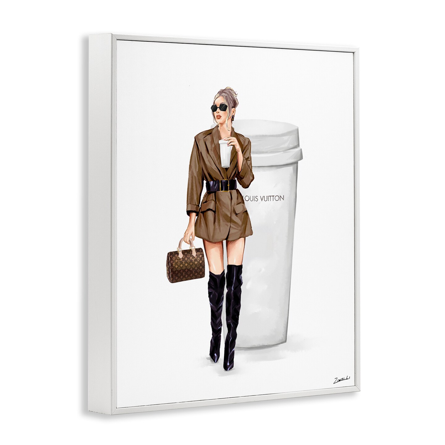 Stupell Industries Chic Fashion & Coffee Cup Framed Giclee