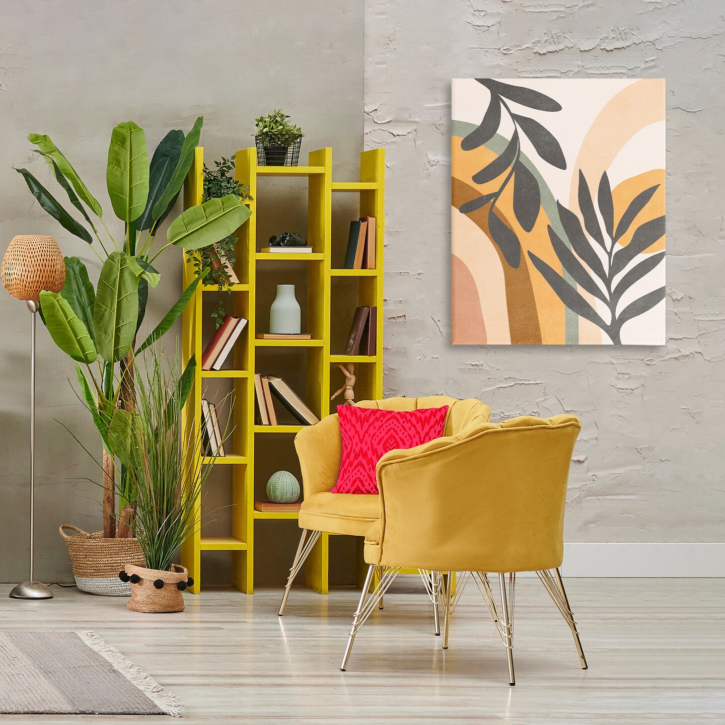 Stupell Industries Retro Sage Boho Plants Canvas Wall Art Design by Nataly White