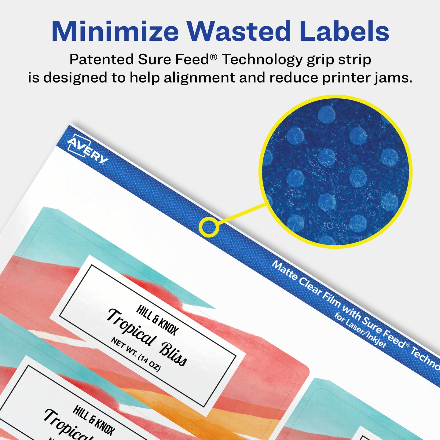 Avery Matte Clear Labels,  1-1/4&#x22; x 3-3/4&#x22; Rectangle