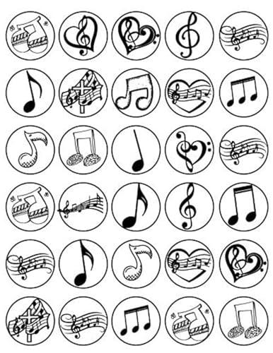 30 x Music Note Themed Edible Cupcake Toppers | Uncut on Wafer Sheet- Qty 30-1.5&#x201D; each