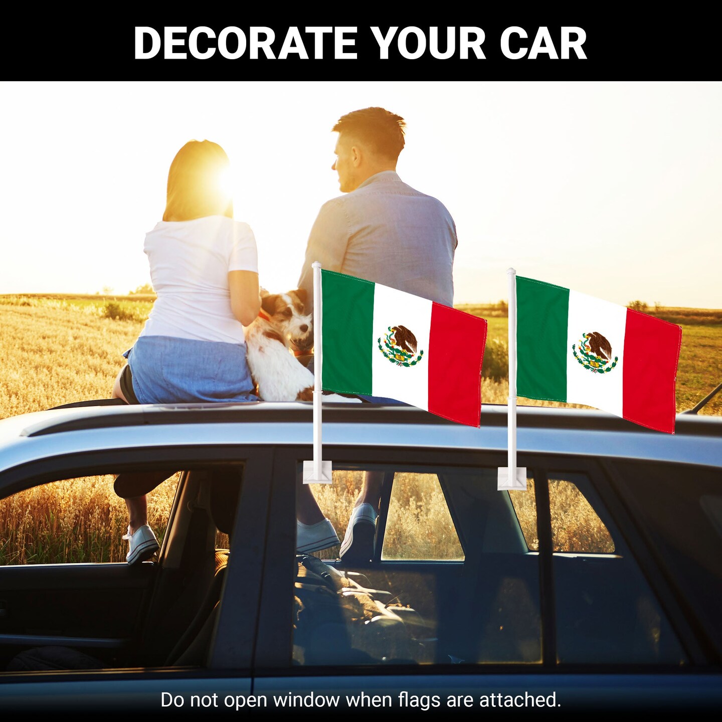 G128 2 Pack: Mexico Mexican Car Flag | 11x17 In | Double LiteWeave Pro Series Double Sided Printed 150D Polyester | Flagpole Included | Perfect for Festival Celebrations, Parades