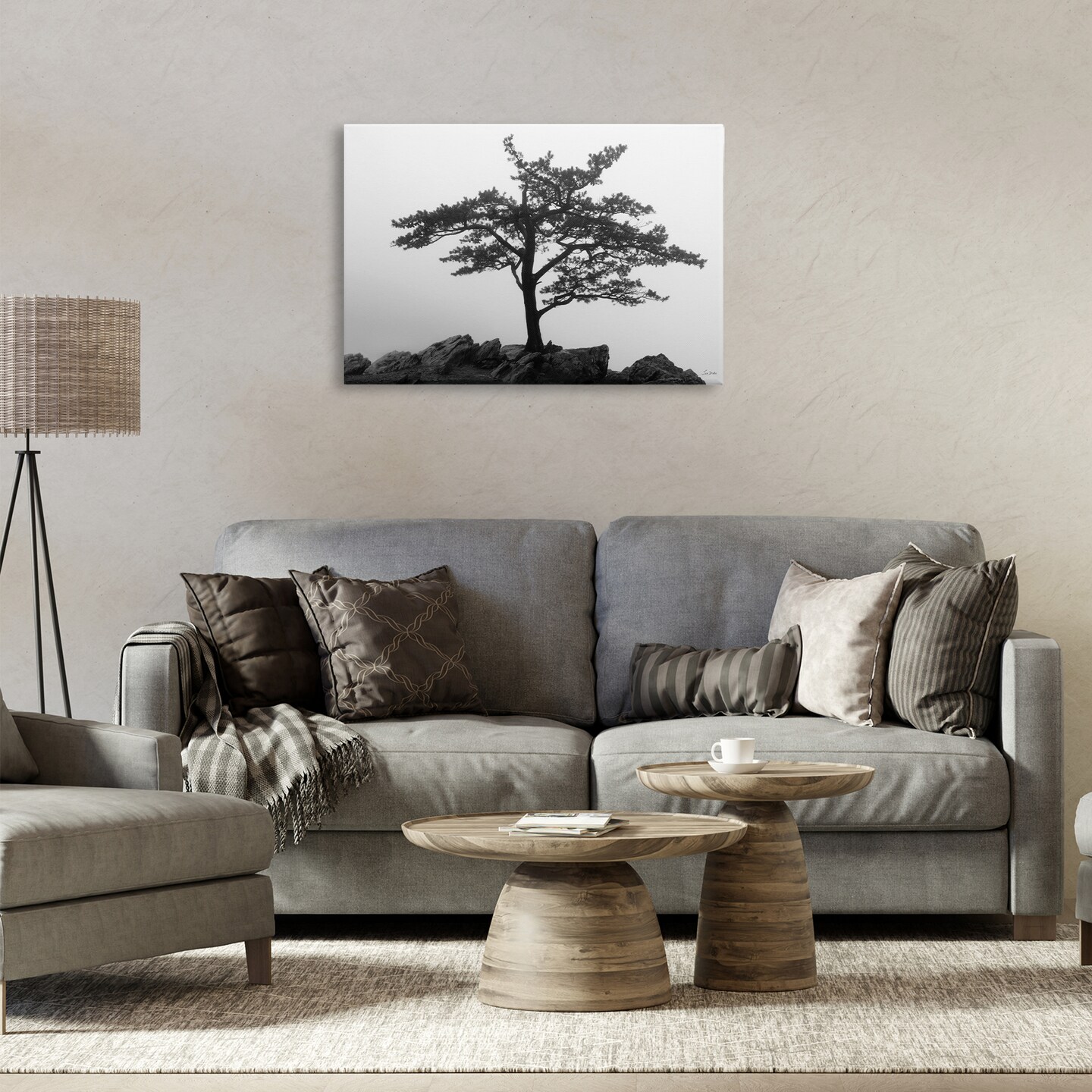 Stupell Industries Lone Tree on Rocks Canvas Wall Art Design by Lori Deiter
