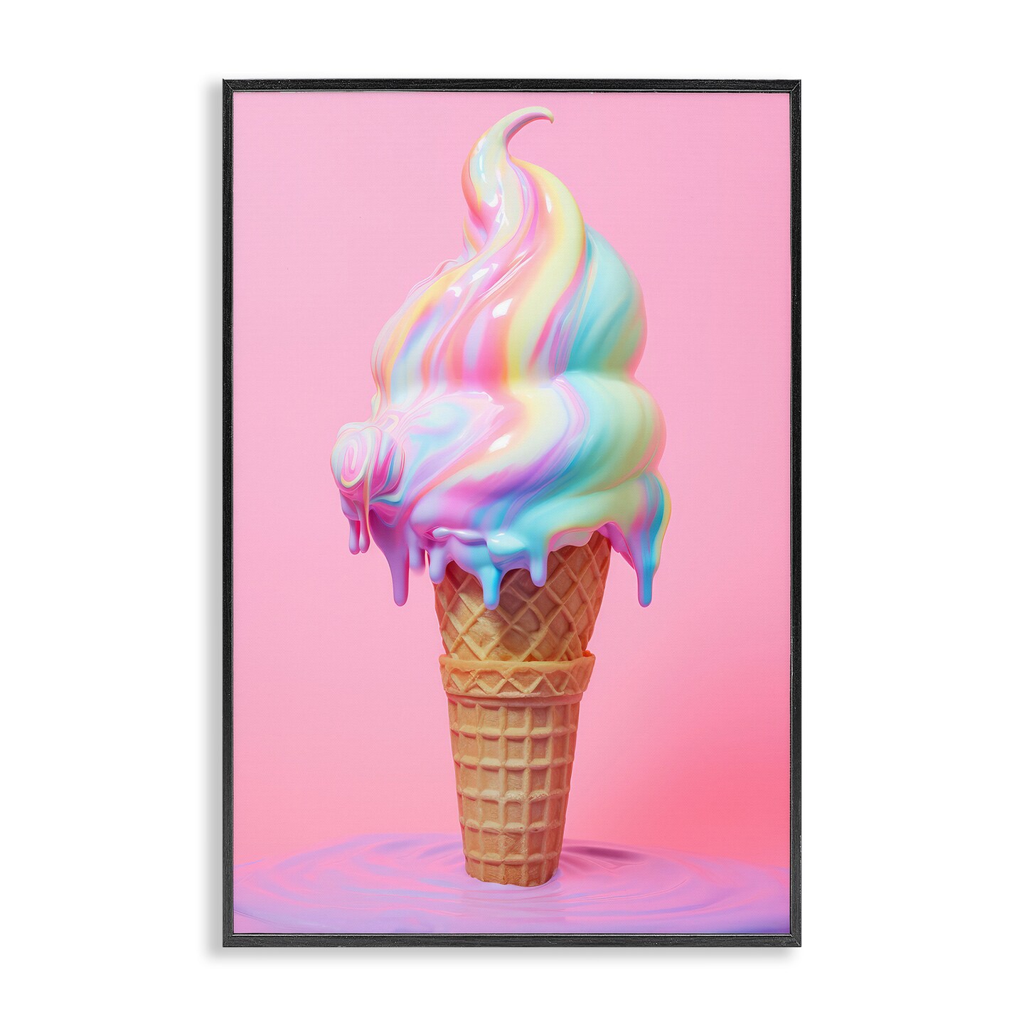 Stupell Industries Dripping Pastel Ice Cream Framed Giclee Wall Art Design by Raymond Powers
