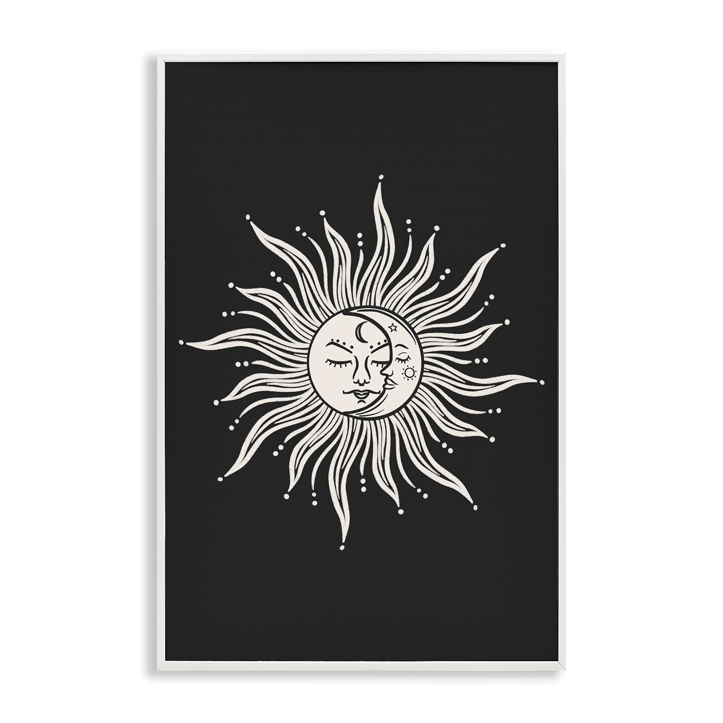 Stupell Industries Celestial Sun on Black Framed Giclee Wall Art Design by JJ Design House LLC
