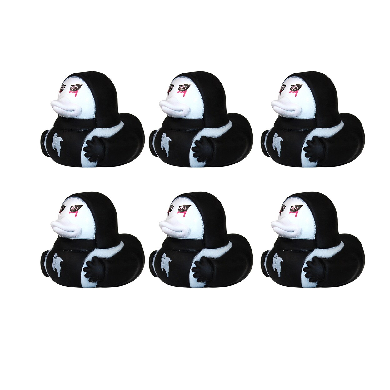 6Pcs Halloween Horror Rubber Duck With Pressable Ghost Face Spooky Ghost Duck For Indoor Outdoor Party Decorations