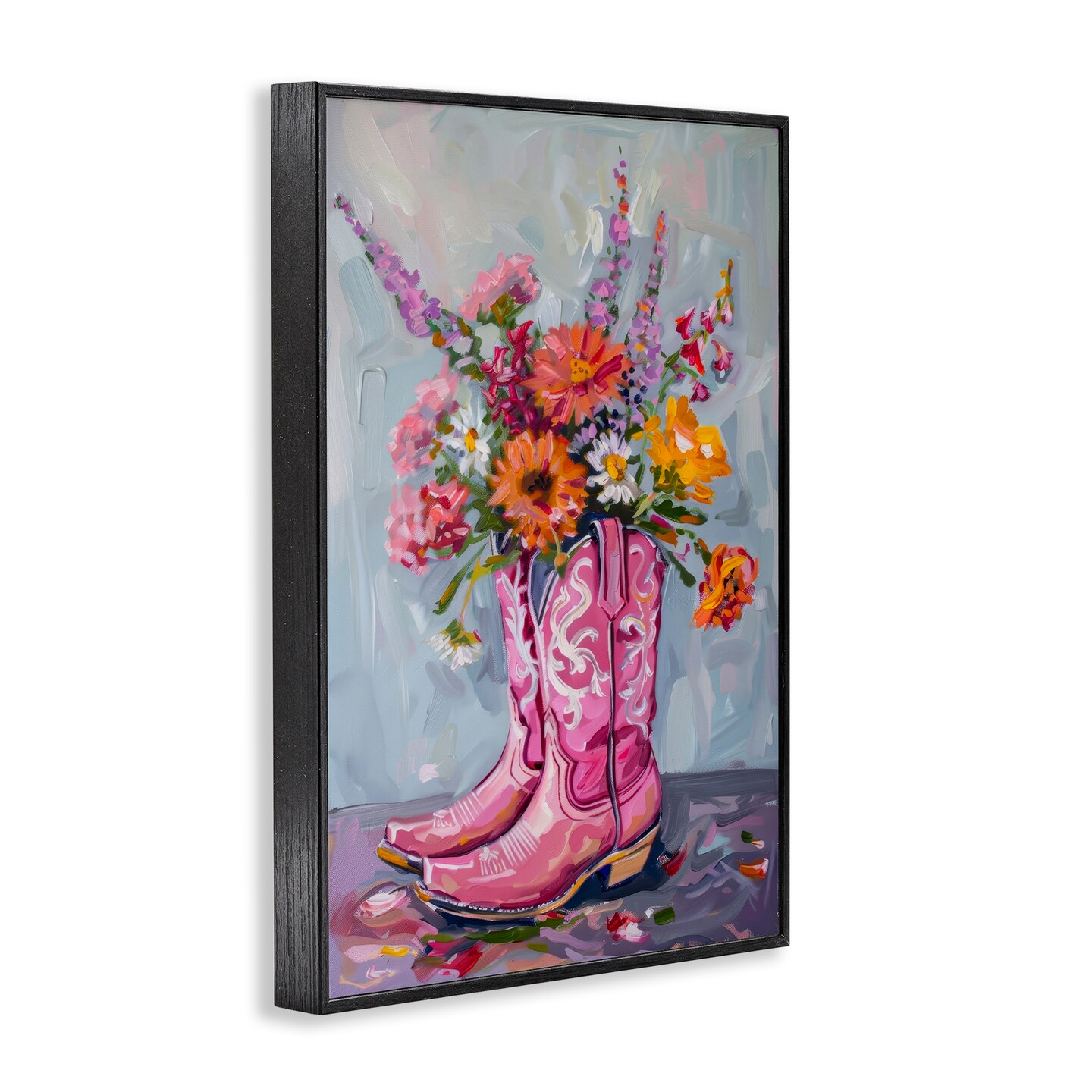 Stupell Industries Floral Cowboy Boots Framed Giclee Wall Art Design by Petal Prints Design