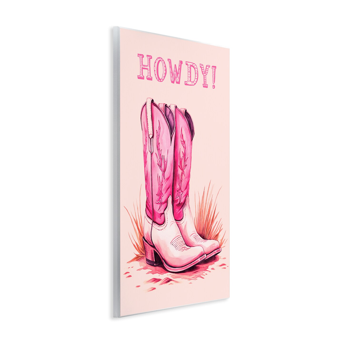 Stupell Industries Pink Cowgirl Boots Howdy Wall Plaque Art Design by Andrea Haase