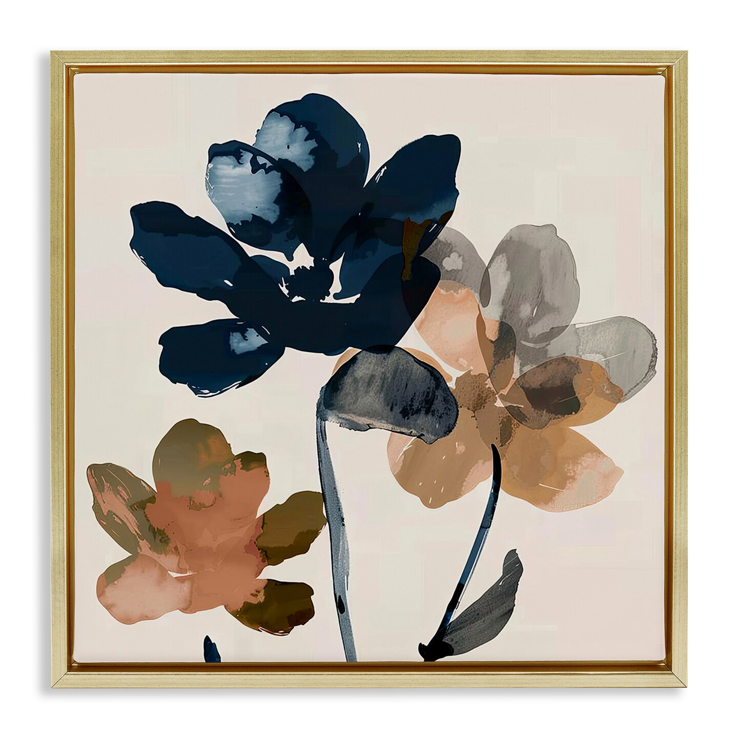 Stupell Industries Abstract Earth Tone Blooms Framed Floater Canvas Wall Art Design by Irena Orlov