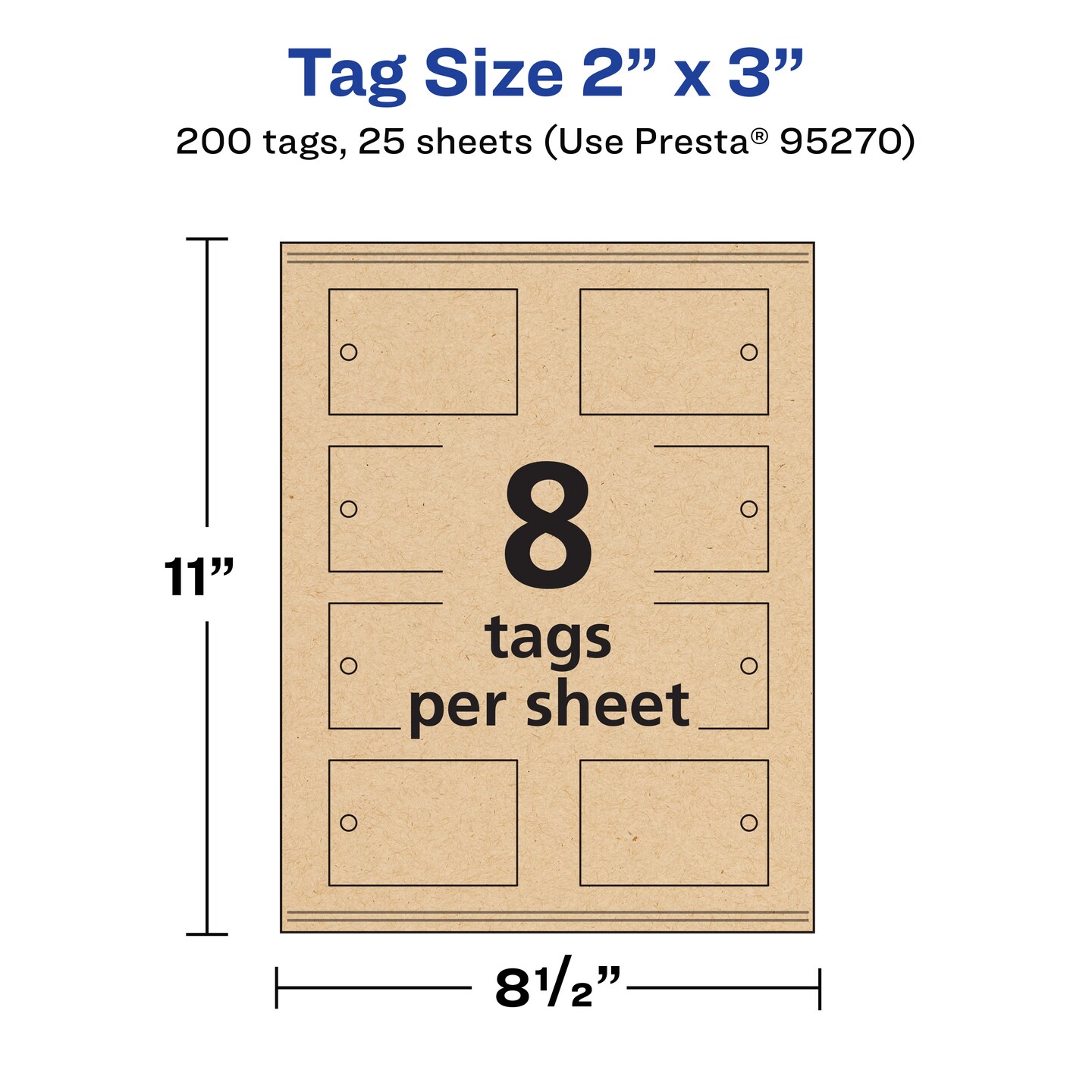 Avery 2&#x22; x 3&#x22; Rectangle, Kraft Brown Printable Tags