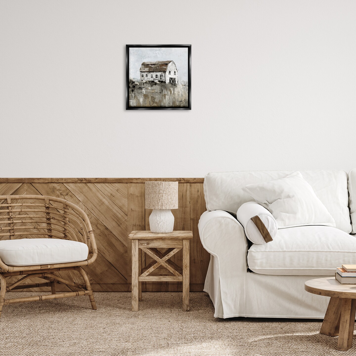 Stupell Industries Rustic Muted Farmhouse Framed Floater Canvas Wall Art Design by Sally Swatland