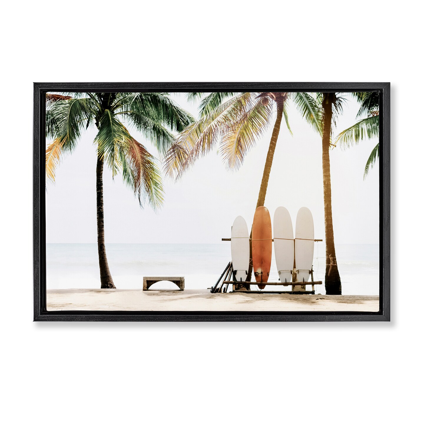 Stupell Industries Hawaii Surfing View Framed Floater Canvas Wall Art Design by Sisi and Seb