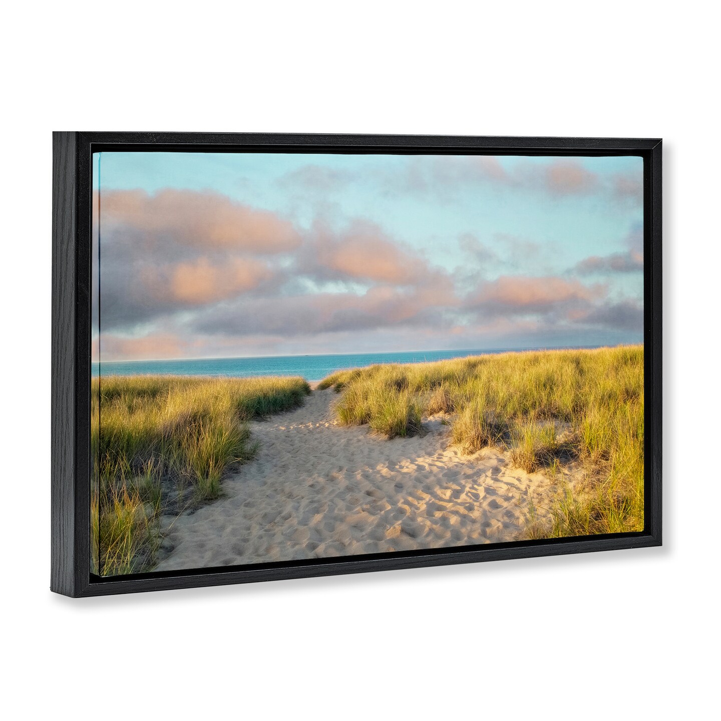 Stupell Industries Beachy Footprints Path Framed Floater Canvas Wall Art Design by Brooke T. Ryan