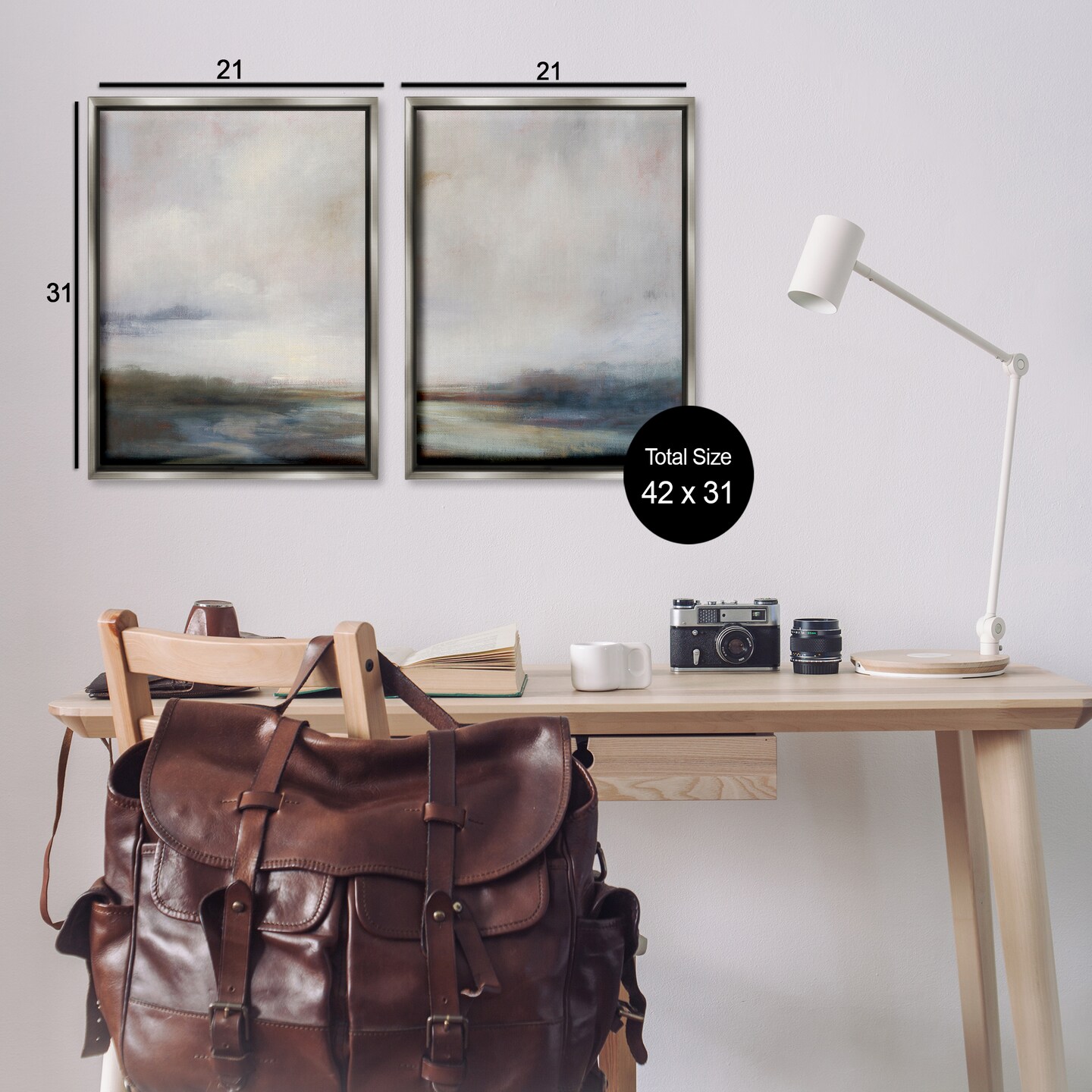 Stupell Industries Moody Clouds Landscape 2 pc Framed Floater Canvas Wall Art Set Design by Simon Addyman