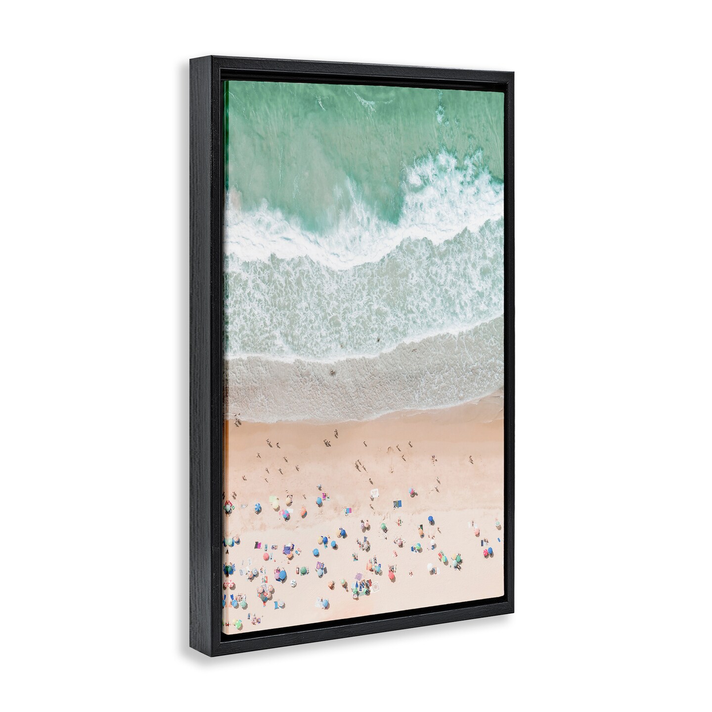 Stupell Industries Aerial Summer Beach Framed Floater Canvas Wall Art Design by Sisi and Seb