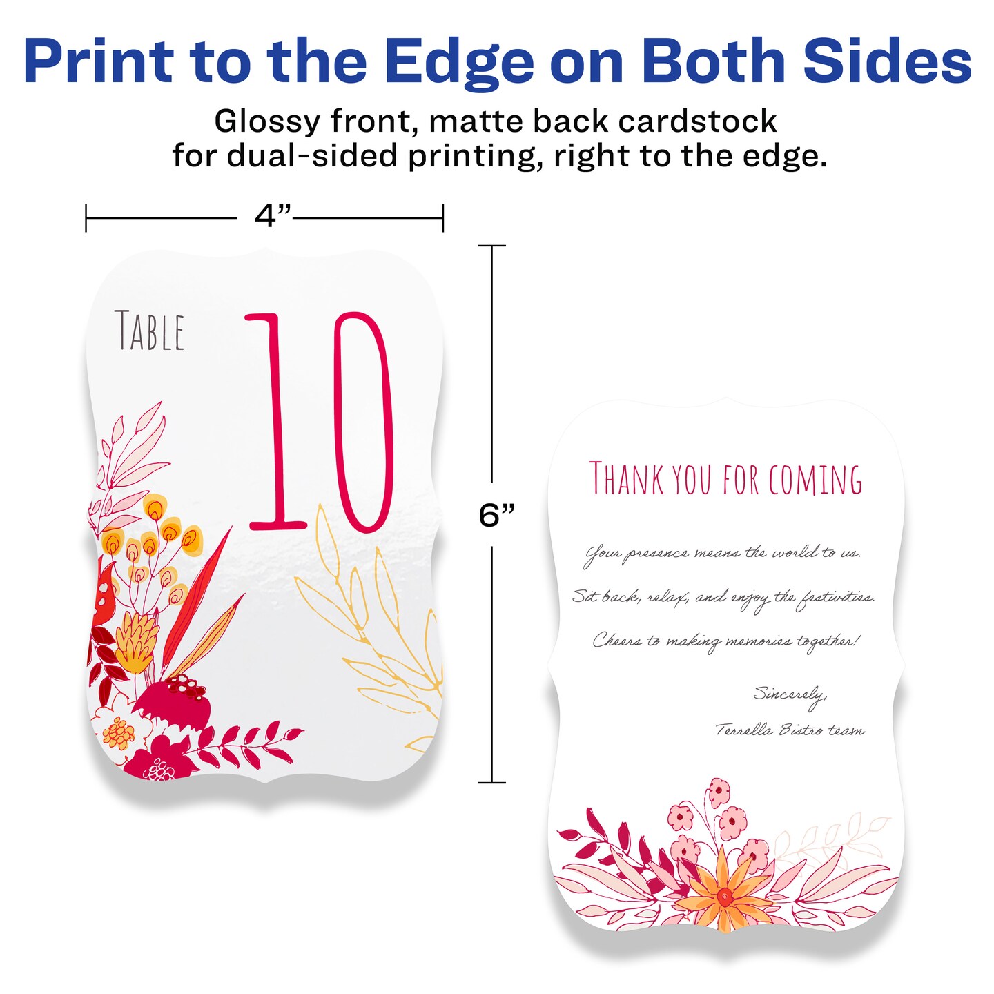 Avery 4&#x22; x 6&#x22; Rectangle Flourished Edge, Glossy White Postcards