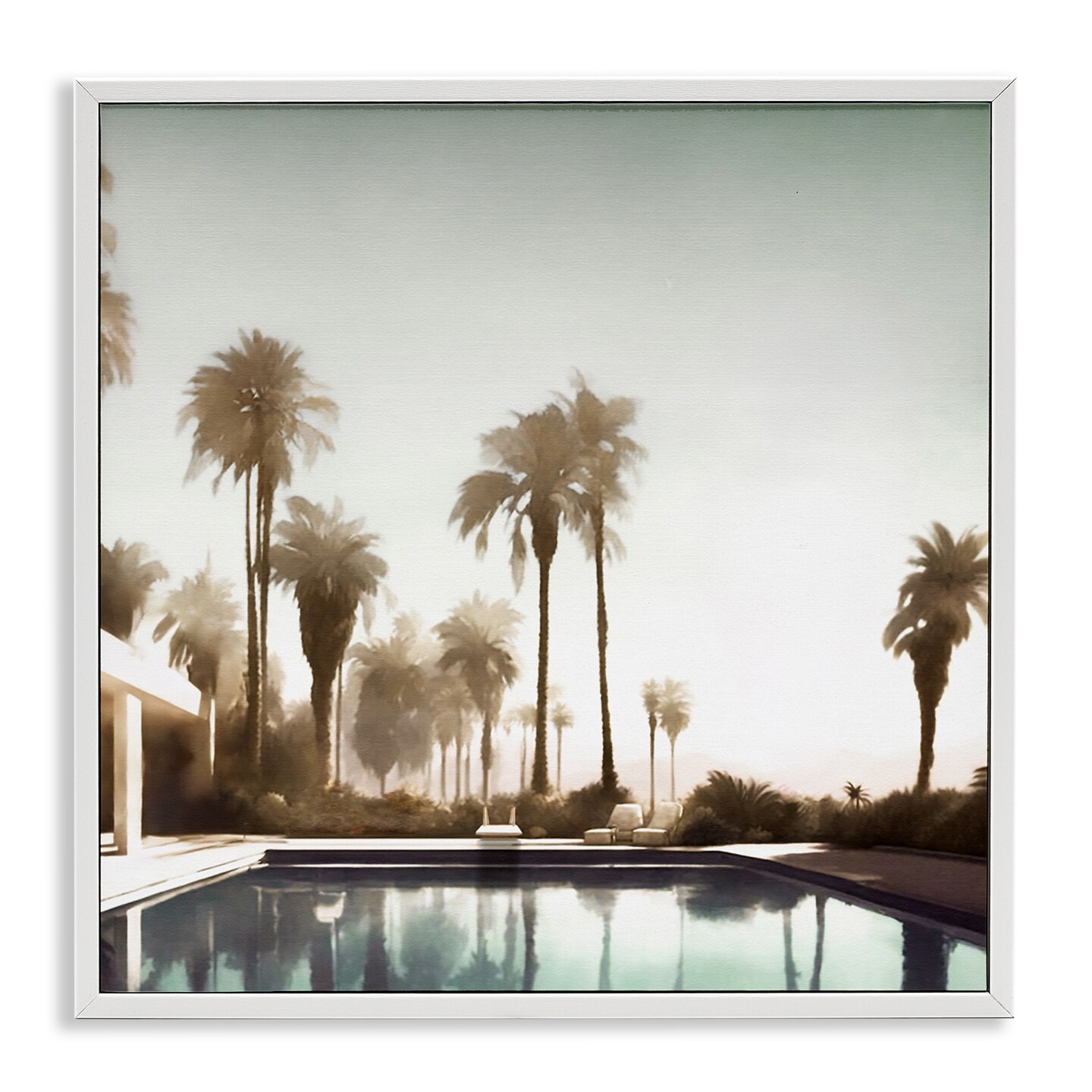 Stupell Industries Dreamy Pool &#x26; Palm Trees Framed Giclee Wall Art Design by Noah Bay