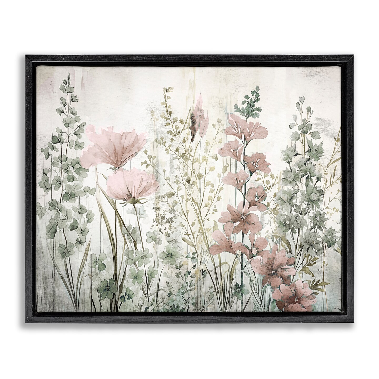 Stupell Industries Blush Wildflower Sprigs Framed Floater Canvas Wall Art Design by Sasha