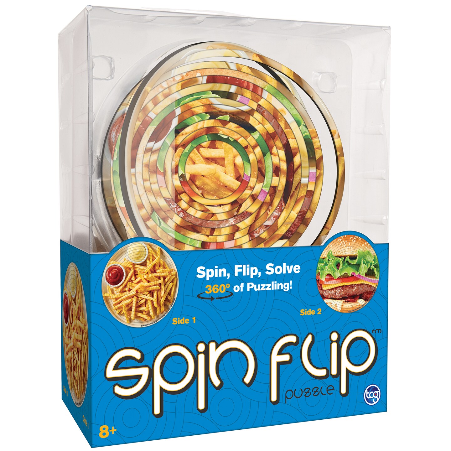 Spin Flip Puzzle: Burger &#x26; Fries- 14 Rings - 2-In-1: Double-Sided Puzzle, Spin-Flip-Solve, 360 Degress Of Puzzling, Fidget Toy, Adults &#x26; Kids 8+