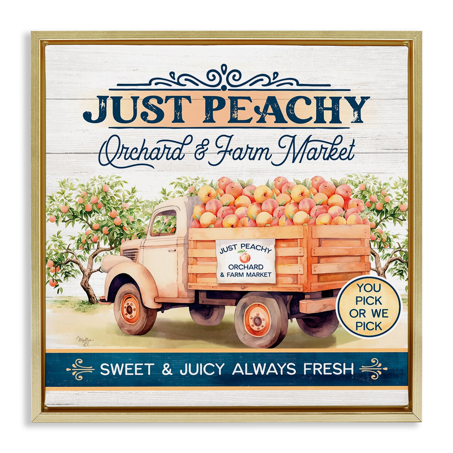 Stupell Industries Just Peachy Orchard Framed Floater Canvas Wall Art Design by Mollie B.