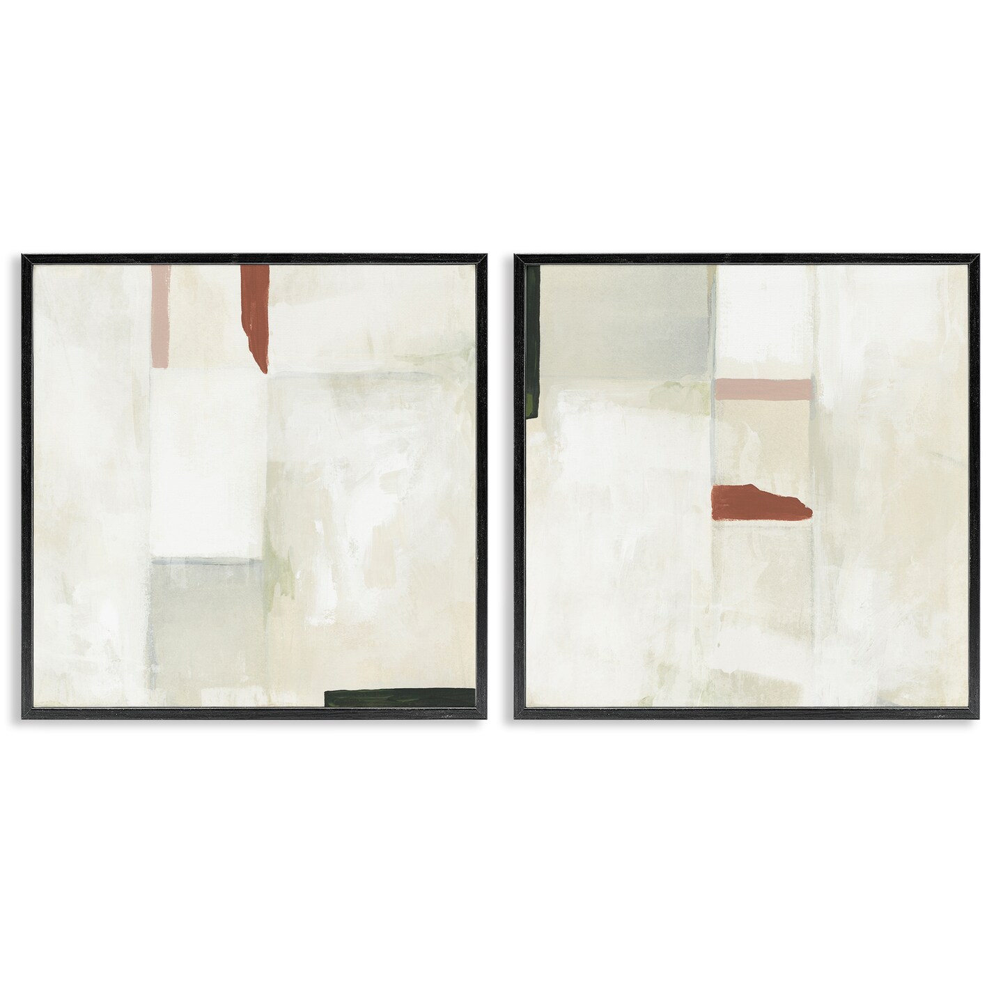 Stupell Industries Neutral Rectangles Mauve Effects 2 pc Framed Giclee Wall Art Set Design by June Erica Vess