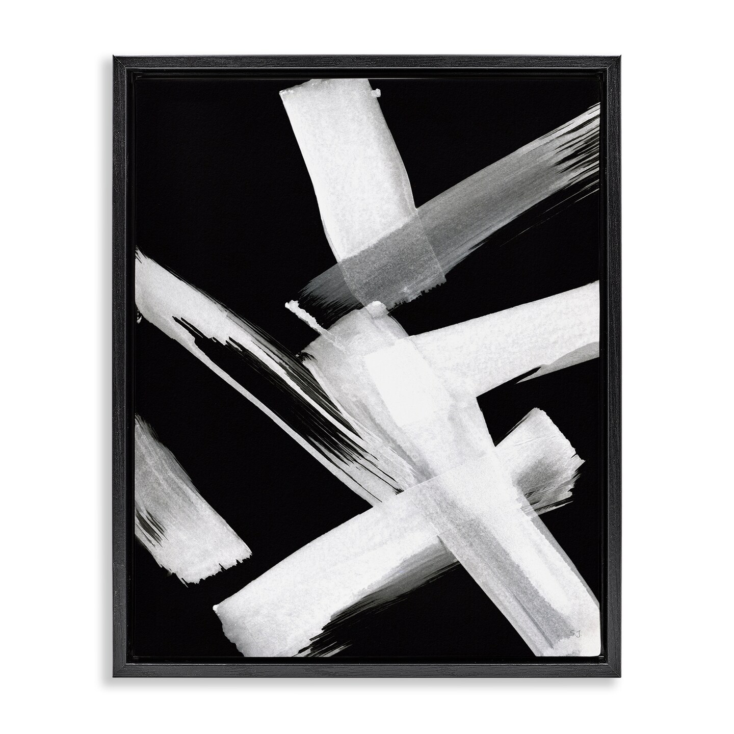 Stupell Industries Brushstrokes on Black Framed Floater Canvas Wall Art Design by Susan Jill