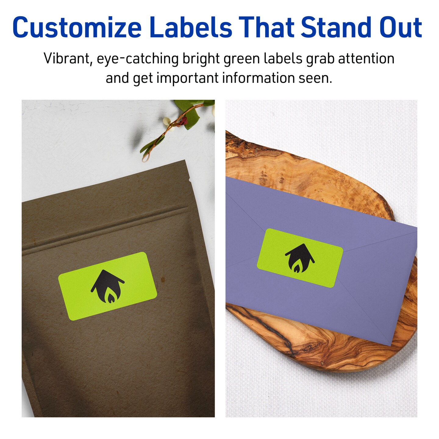 Avery Bright Green Paper Labels, 1&#x22; x 4&#x22; Rectangle