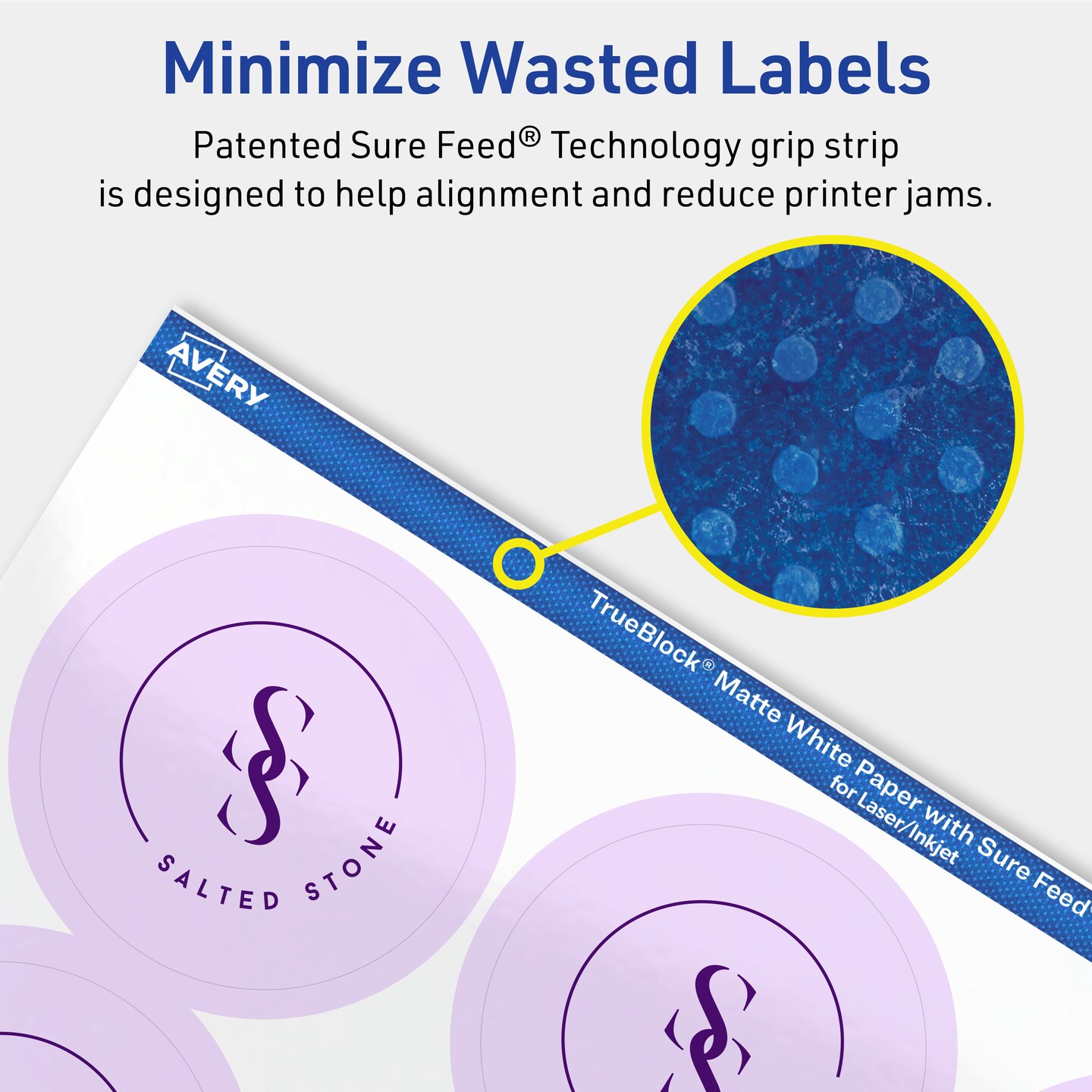 Avery TrueBlock Matte White Paper Labels,  2-1/4&#x22; diameter Round