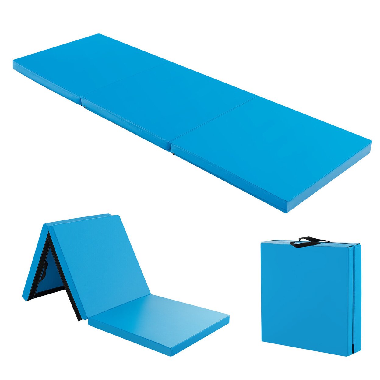Tri-Fold Folding Exercise Mat 6 Ft X 2 Ft Portable Gymnastics Tumbling Mat Yoga