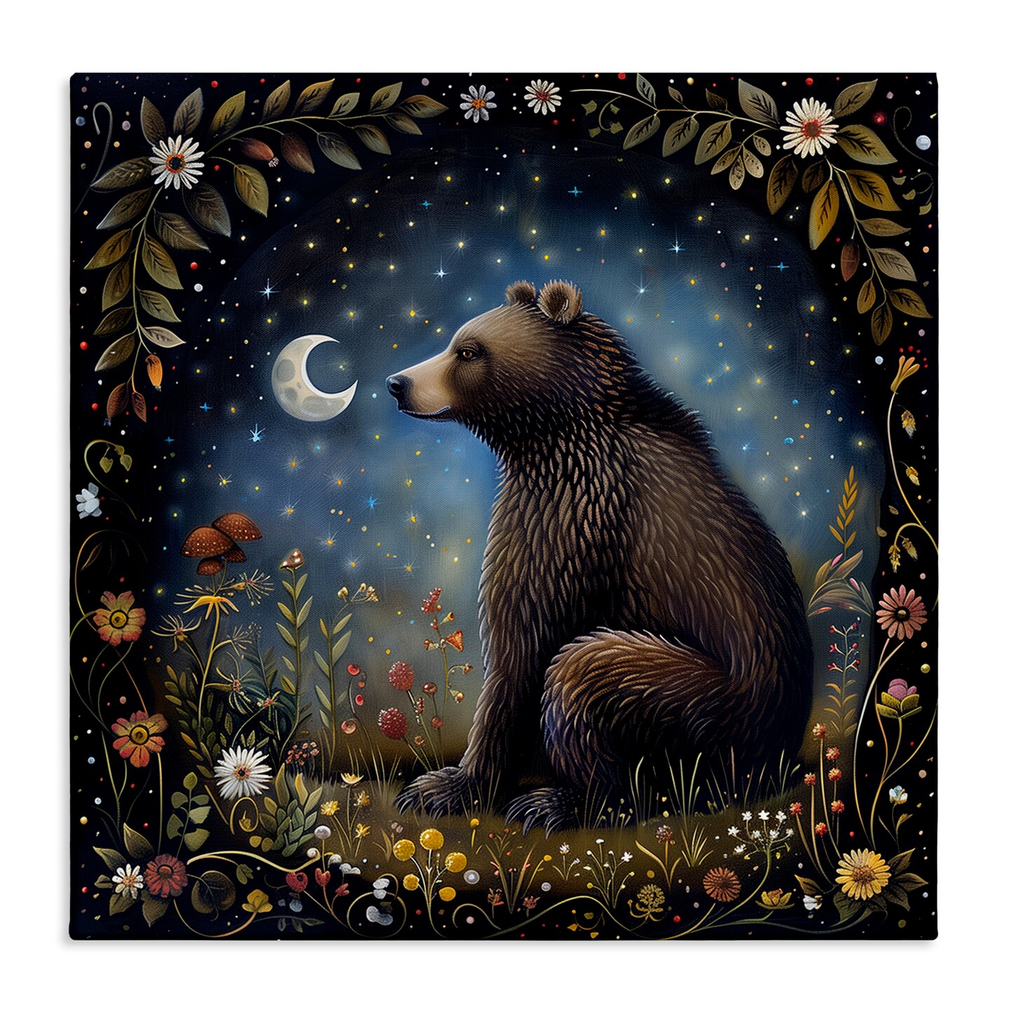 Stupell Industries Woodland Bear Night Forest Canvas Wall Art Design by The Dutch Lady