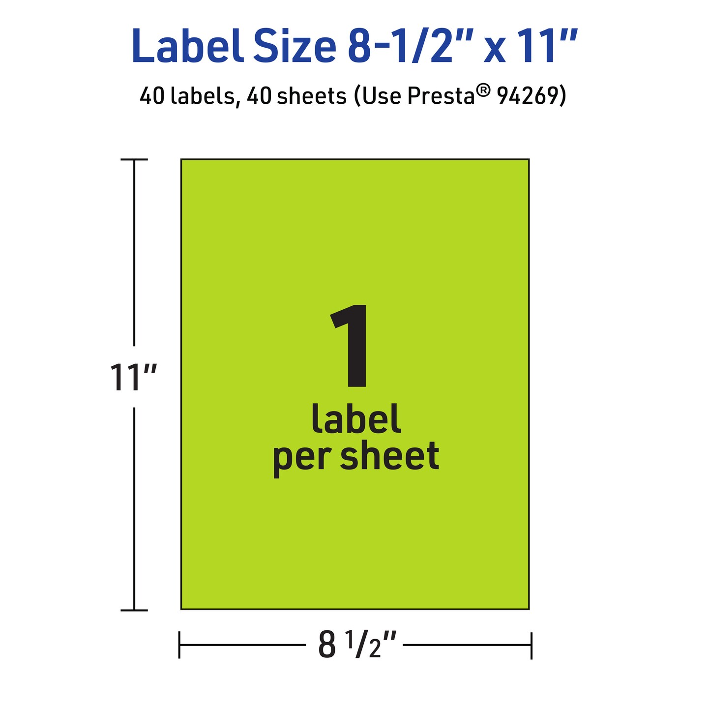 Avery Bright Green Sticker Paper, 8.5&#x22; x 11&#x22; Rectangle