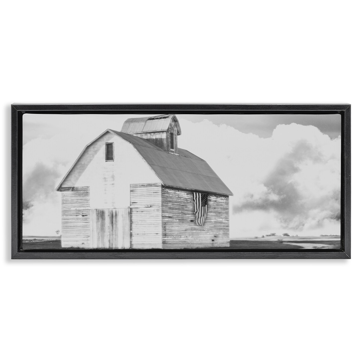 Stupell Industries USA Flag on Barn Framed Floater Canvas Wall Art Design by Milli Villa
