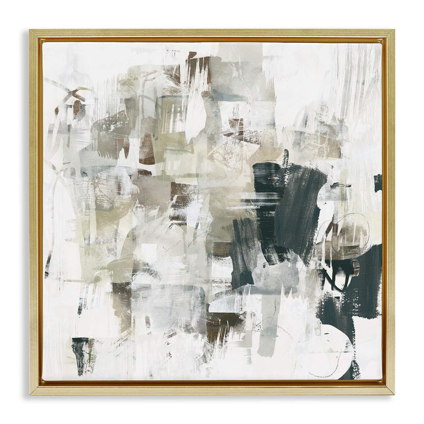 Stupell Industries Abstract Monochrome Paint Framed Floater Canvas Wall Art Design by June Erica Vess