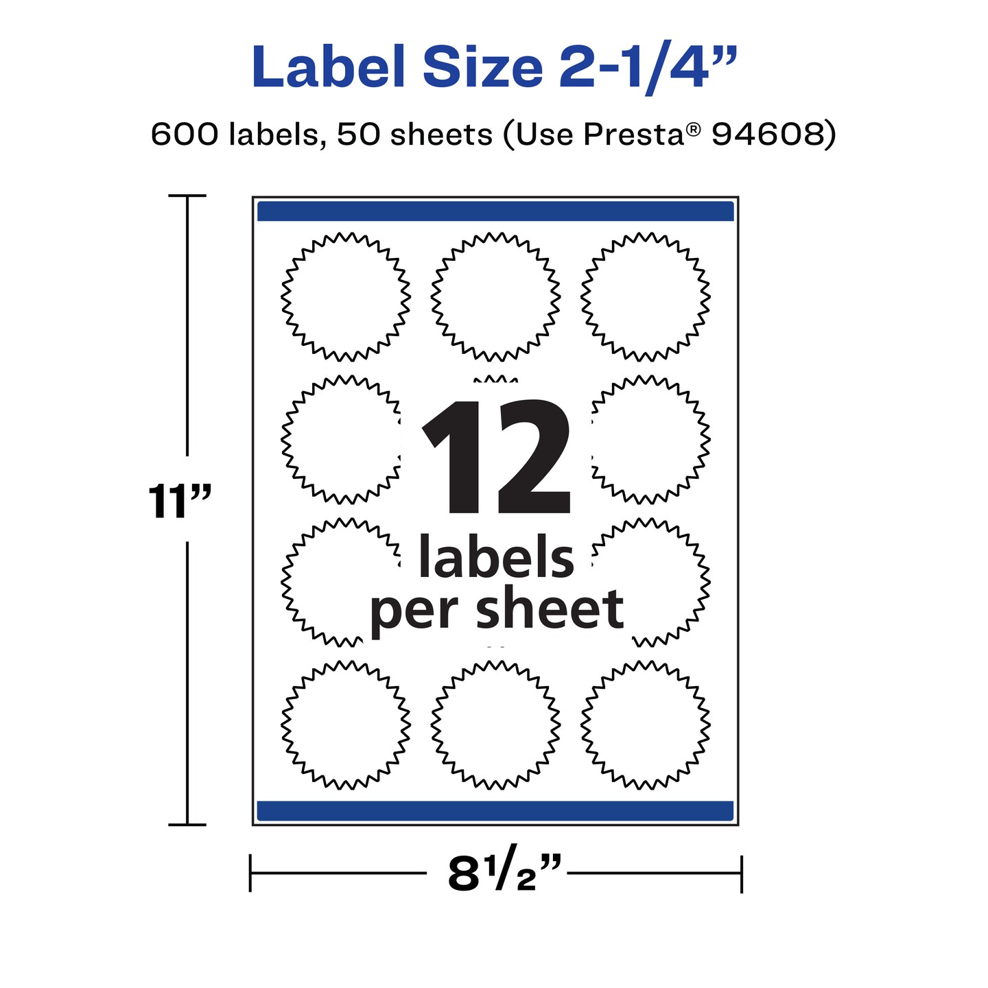 Avery Matte White Starburst Labels, 2.25&#x22;
